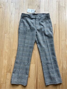New Zara Women's Plaid Flare Dress 3/4 Pants